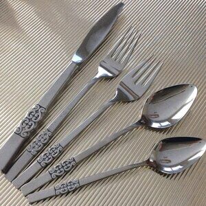 INTERNATIONAL Deluxe Danish Scroll Flatware Cutlery Serves 12 7 Pce Serving Set